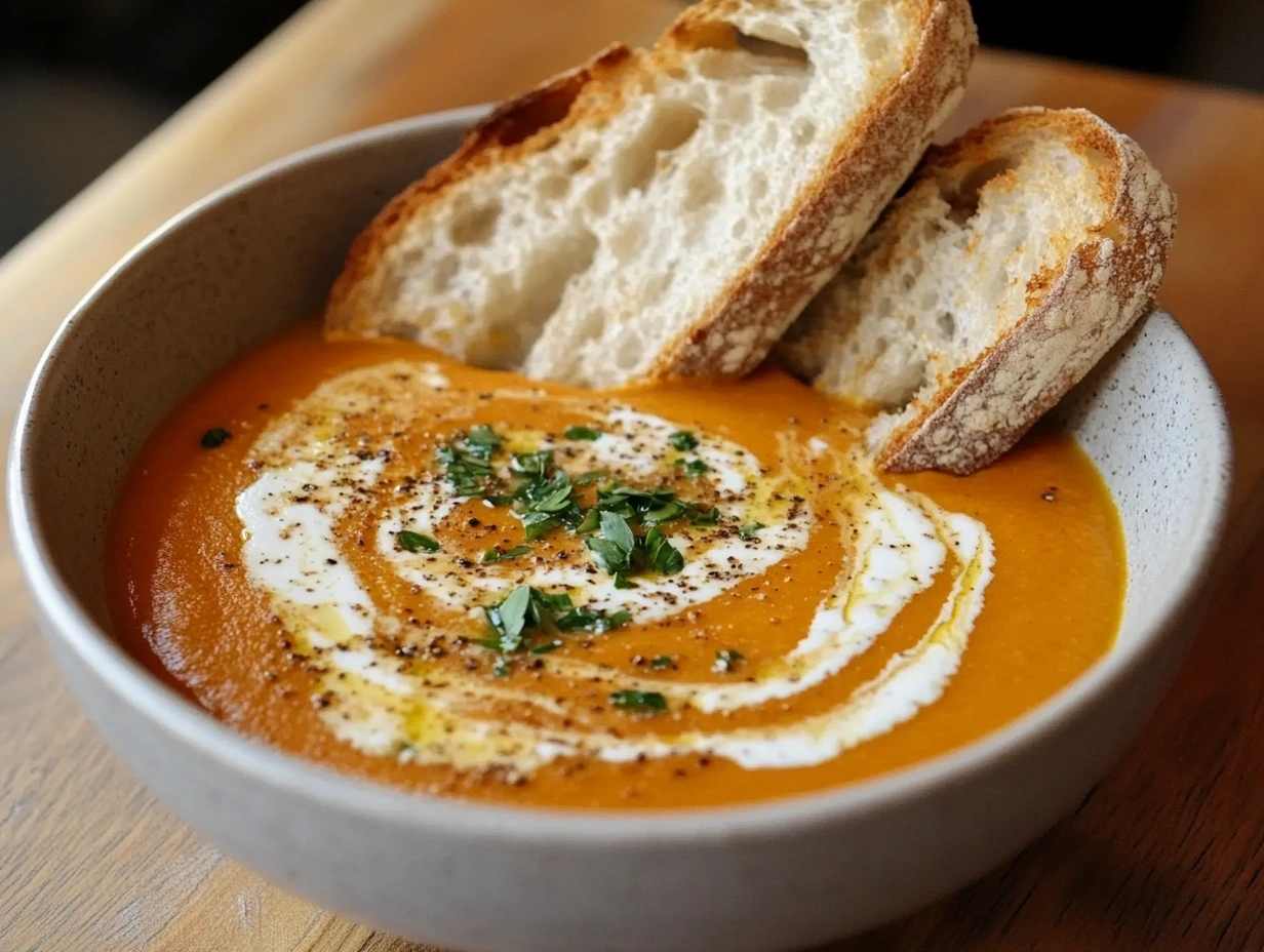 Гарбузовий суп-пюре з тостами